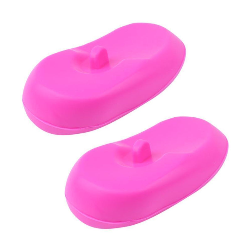 1 Pair Salon Hair Dye Silicone Ear Cover Barber Anti Staining(Rose red)