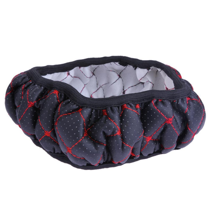Elastic Black/Red Embroidered Cover for 38cm Diameter Car Steering Wheel