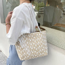 Women Straw Woven Lace Shoulder Shopping Bag Casual Ladies Vacation Tote Handbag