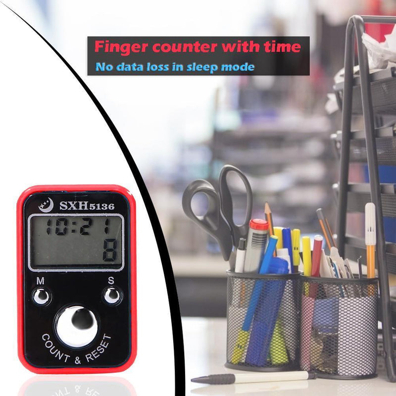 Mini Finger Counter LCD Electronic Tally Counter with Time Function (Red)