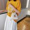 Women Drawstring Shoulder Bags Daisy Print Cherry Small Crossbody Pocket