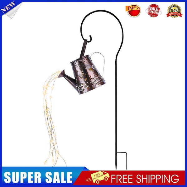 #A Solar Watering Can Lights Iron Hollow Art Decorative Outdoor Garden Hanging L