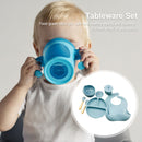 #A 6pcs Silicone Baby Feeding Set Anti Slip Plates for Food Tableware for Kids