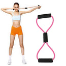 8 Word Rubber Yoga Fitness Chest Expander Rope Workout Equipment (Pink) Newly