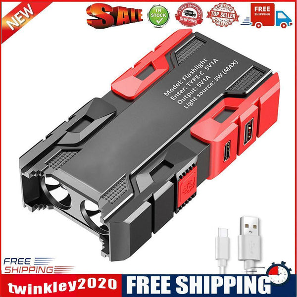 Powerful Flashlight Type-C Charging Strong LED Torch Outdoor Camping Light