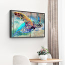 round diamond painting of sea turtle underwater animal