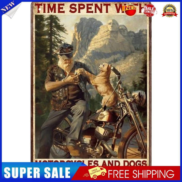 Metal Signs Elder Riding Motorcycle Iron Painting Art Plaque Poster 20x30cm