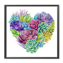 11CT Partial Cross Stitch Heart Succulents Counted DIY Wall Crafts Home Decor