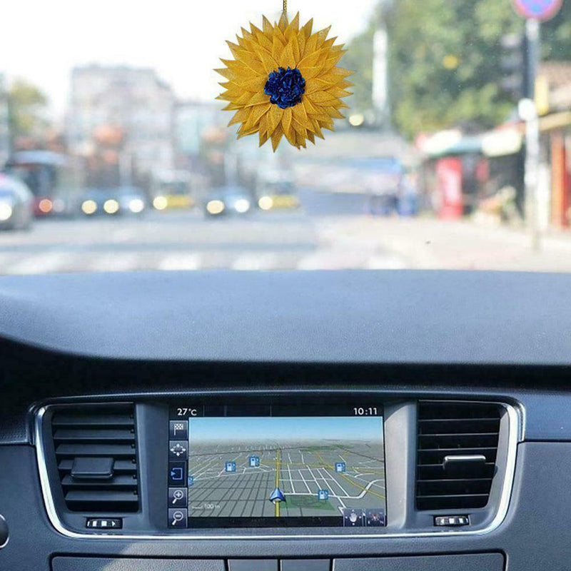 Ukrainian Flag Sunflower Car Pendant Auto Rearview Mirror Ornaments X8D0 E6B4