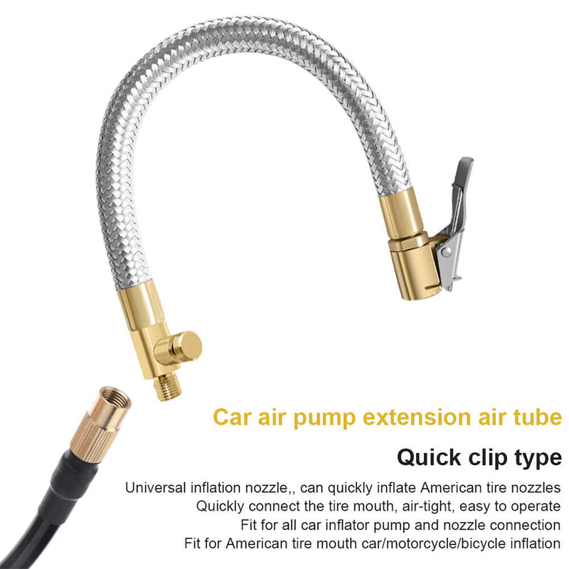 Car Motorcycle Bike Tire Inflator Hose Stainless Steel 300PSI Pressure for Truck