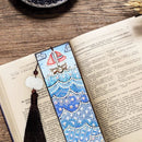 DIY Special Shape Diamond Painting Leather Bookmark Tassel Embroidery Wave Craft