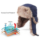 Winter Cap Windproof Warm Bomber Ski Cap Men Women Ear Flaps Faux Fur Headwea