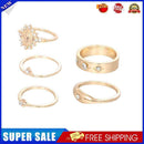 5pcs Fashion Love Heart Rhinestone Ring Star Finger Ring for Women Retro Jewelry