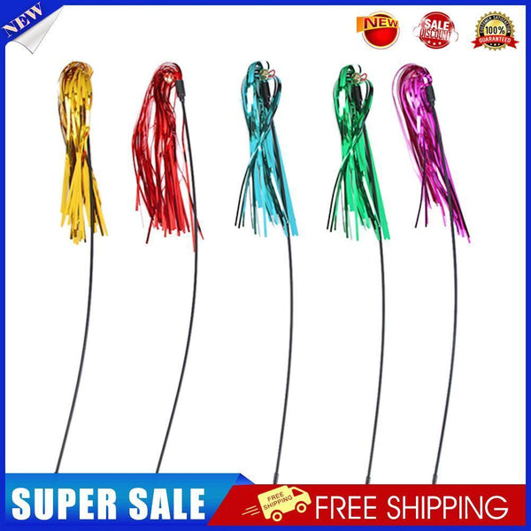 5pcs Funny Colorful Ring Paper Cat Stick Teaser Wand Playing Rod with Bell