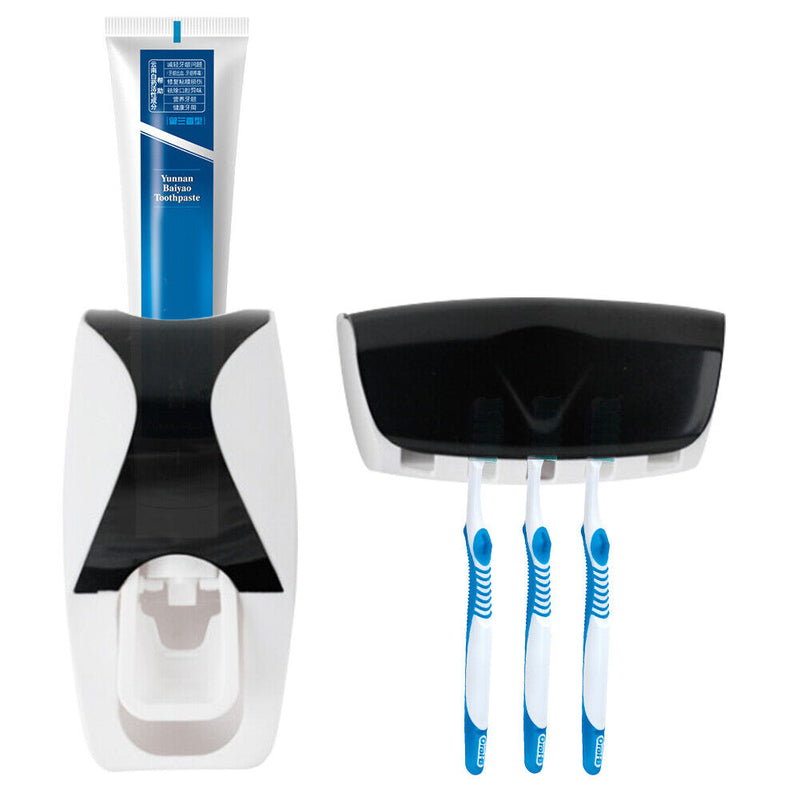 Wall Mounted Toothbrush Holder Bathroom Automatic Toothpaste Dispenser Set
