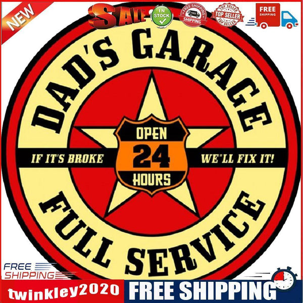 Round Garage Service Retro Metal Plate Tin Sign Plaque Poster Wall Decor