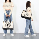 Canvas Shoulder Bags Letters Flower Clothing Storage Simple Shopping Handbags