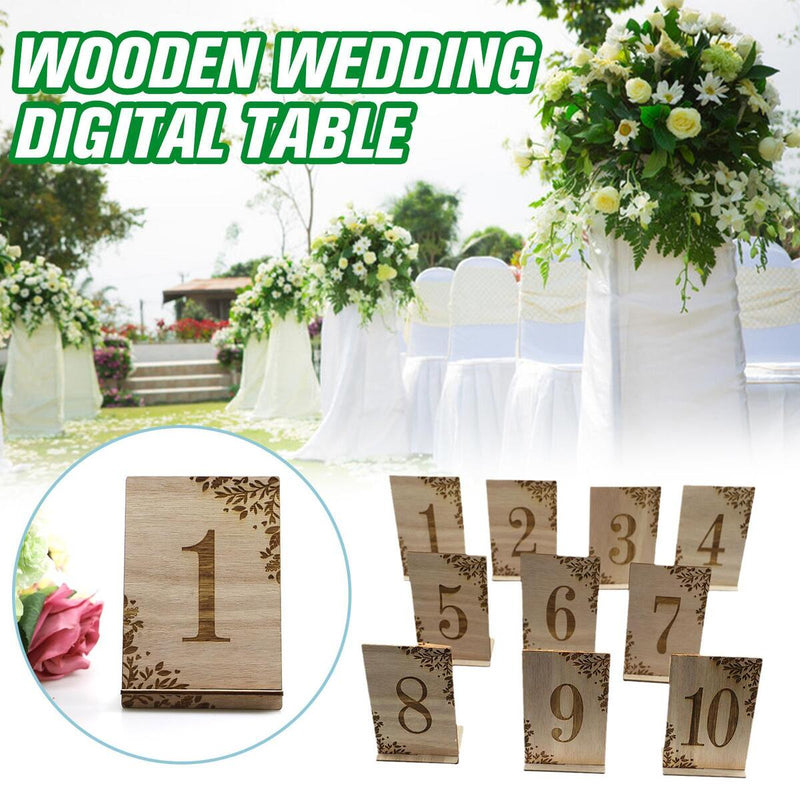 1-10 Rustic Wooden Wedding Table Numbers Decors Country Wedding Table Decor`