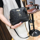 Shell Shoulder Handbag Women Shining Sequins PU Leather Messenger Bag/Black