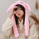 LED Glowing Rabbit Hat Winter Plush Moving Bunny Earflaps Cap
