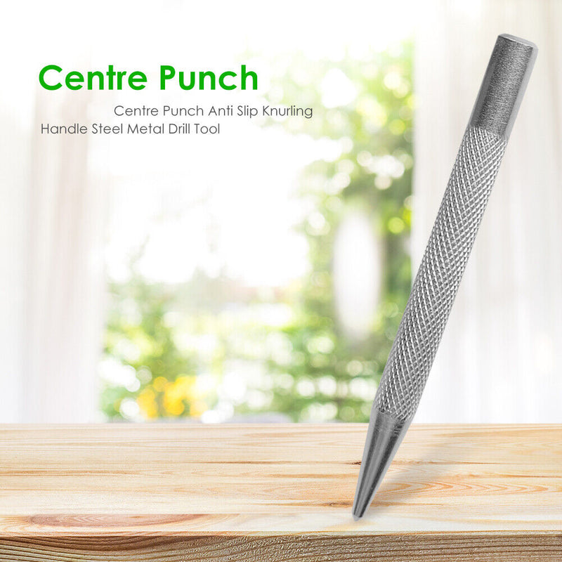 Automatic Centre Punch Anti Slip Knurling Handle Steel Metal Drill Tool Newly
