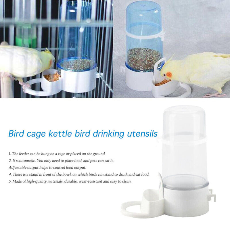 Bird Water Drinker Feeder Plastic Automatic Birdcage Waterer (Transparent)