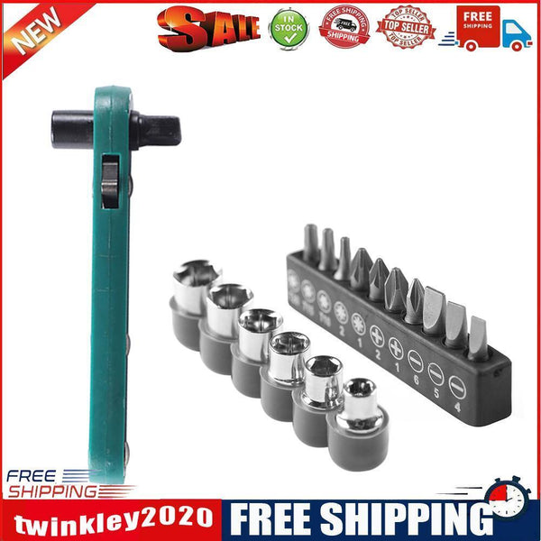 17pcs Combination Hand Tool Ratchet Wrench Socket Torx Screwdriver Bit Set