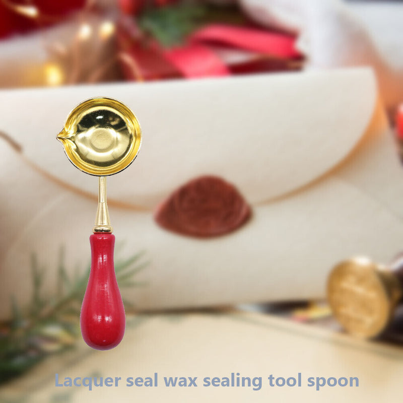 Sealing Wax Spoon Solid Wood Retro Wax Spoons Decorative Stamp Craft (Red)