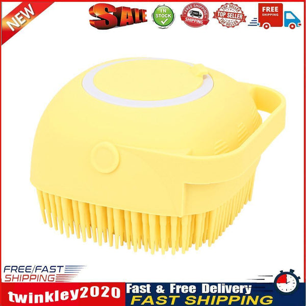 Pet Dog Massage Shampoo Brush Cat Bath Shower Brush Cleaning Comb (Yellow) Newly