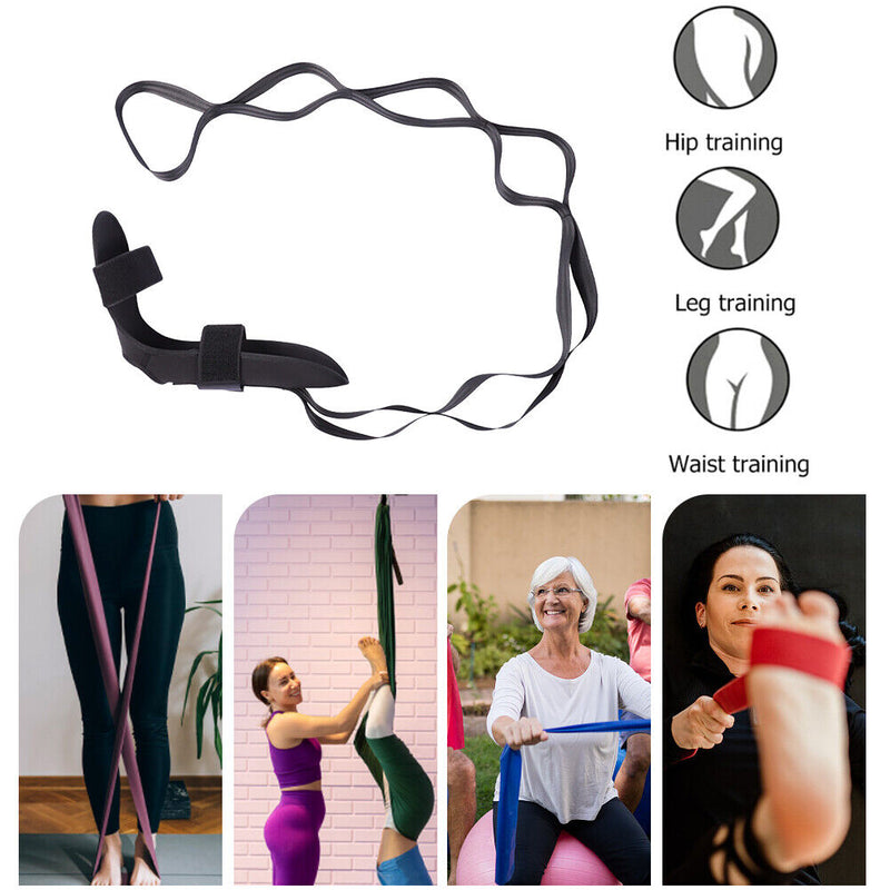 Yoga Leg Stretcher Strap for Ballet Gym Flexibility Stretch Belt (Black) Newly