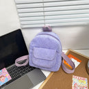 Fashion Women Mini Backpack Corduroy Solid Small Bookbags Retro Travel Rucksacks