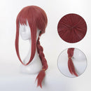 Anime Chainsaw Man Makima Pink Long Braid Hair Cos Costume Wig with Free Cap_