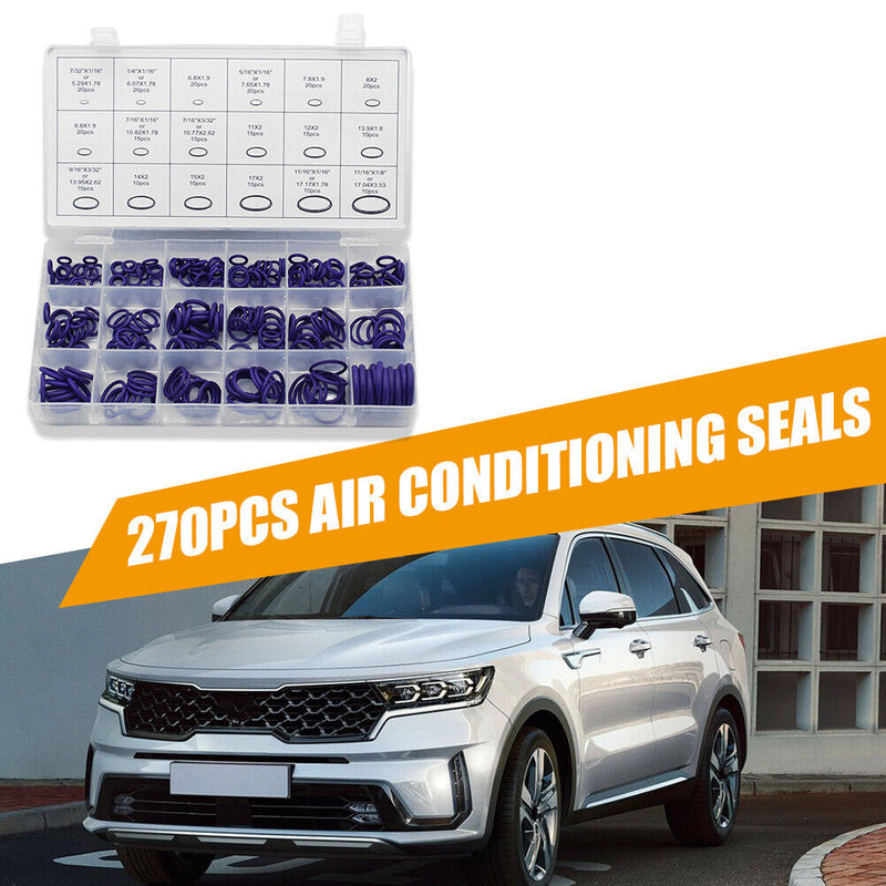 270pcs Assorted Air Conditioning Seal O-ring R22 R134a Rubber Gasket Purple