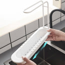 Telescopic Sink Shelf Towel Bar Sponge Drainer Storage Rack Basket (White) Newly