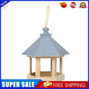 Garden Window Wooden Birdhouse Parrot Cage Bird Seeds Food Feeder (Blue)