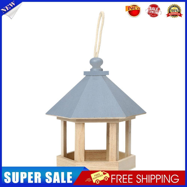 Garden Window Wooden Birdhouse Parrot Cage Bird Seeds Food Feeder (Blue)