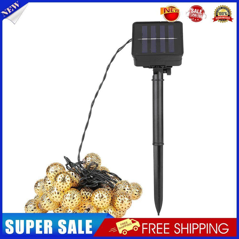 Solar Moroccan Ball Lamp String LED Metal Hollow Colorful Fairy Light (7m)