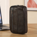 Fashion Men Solid Color Belt Wallet Casual Male Mini Cowhide Leather Fanny Pa