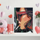 Frameless Oil Paint By Numbers Smoke Girl DIY Canvas Picture Craft Kit Newly