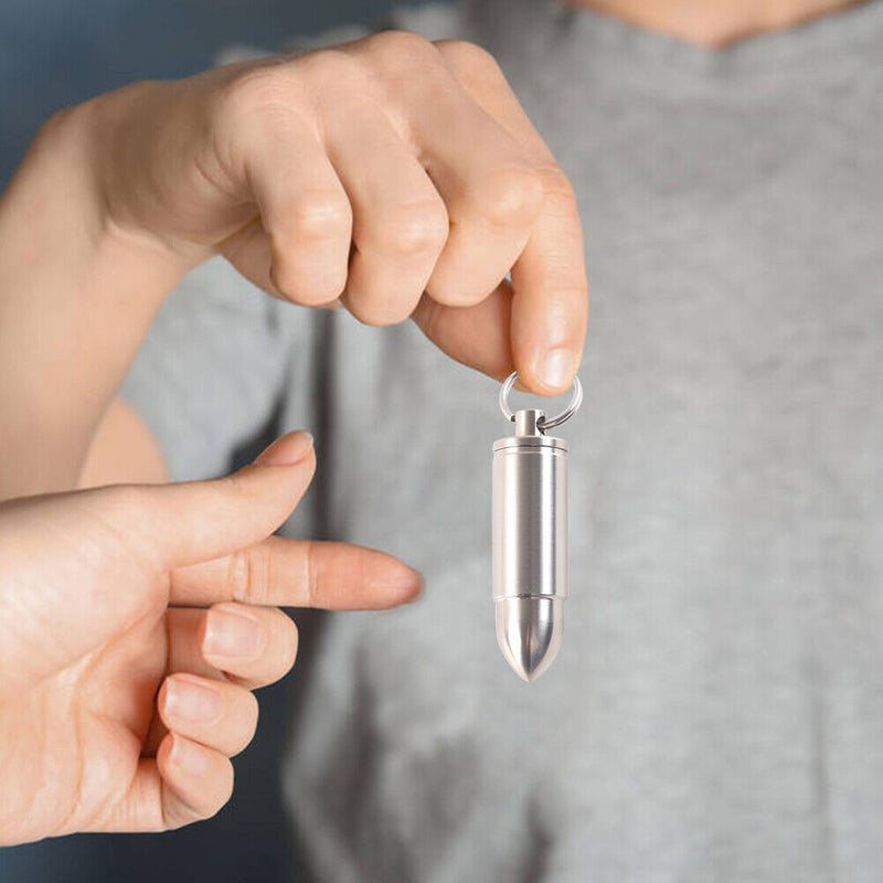 Portable Titanium Drug Holder Case Waterproof Tablet Box with Keychain (M)