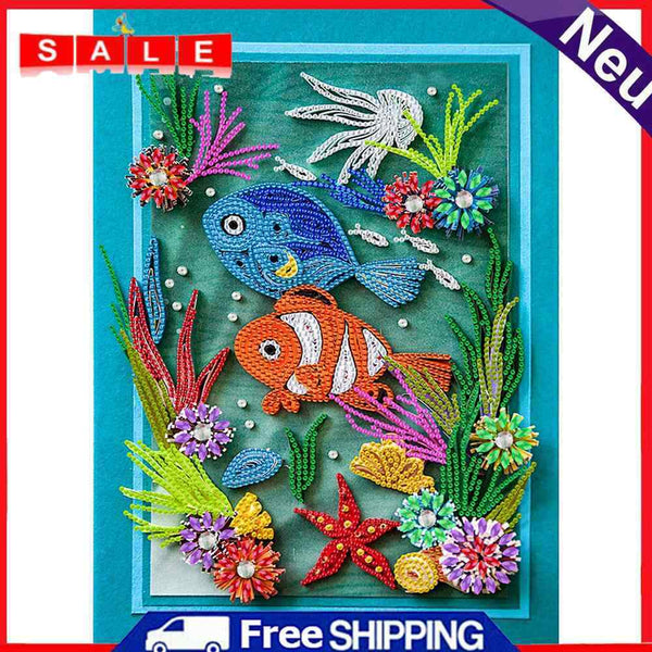 DIY Paper Fish Diamond Picture Part Drill Special Shape Rhinestone Painting Kit
