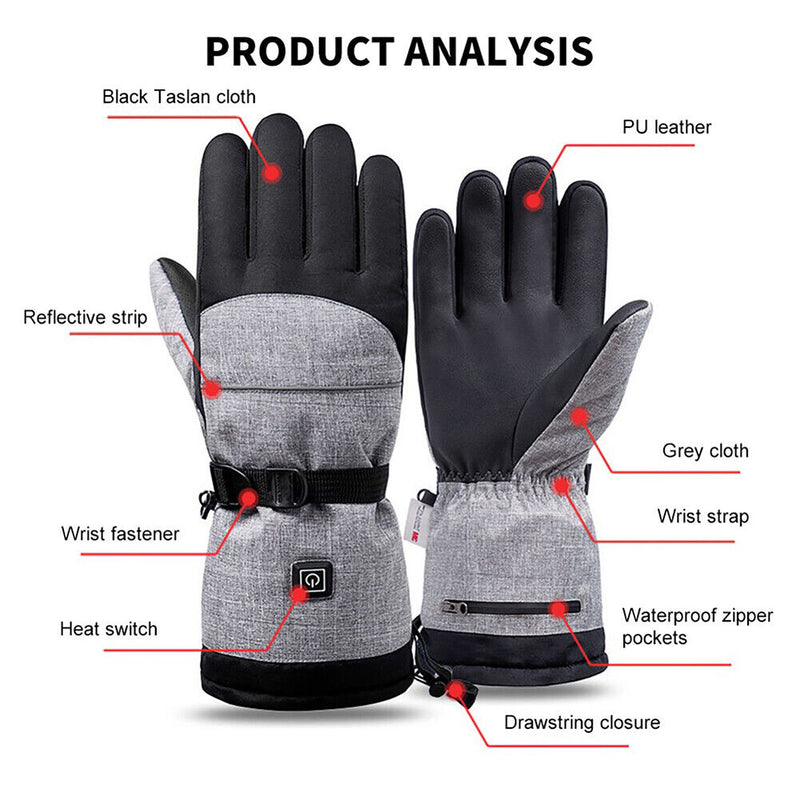 2pcs Smart Ski Heated Gloves Waterproof Motorcycle Bicycle Cycling Glove Mittens