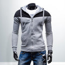 Men Spring Autumn Long-Sleeves Cardigan Hoodie Sweatershirt Coat (Grey 2XL)