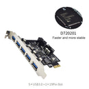 PCI Express Expansion Card 5 Ports USB 3.0 HUB Extender Adapter for Desktop PC