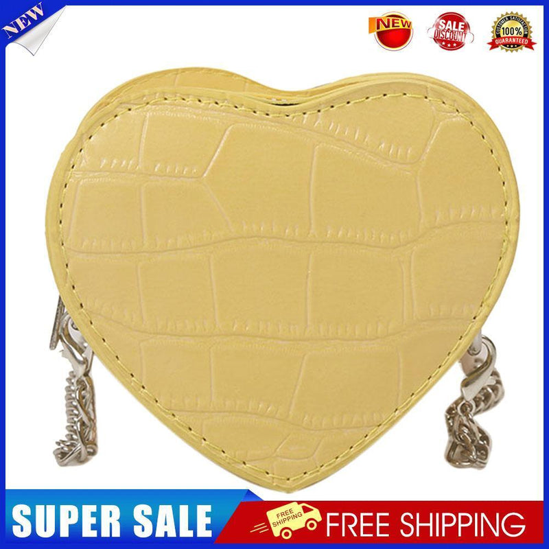Love Heart Crossbody Handbag Women Kids Leather Small Shoulder Bag (Yellow)
