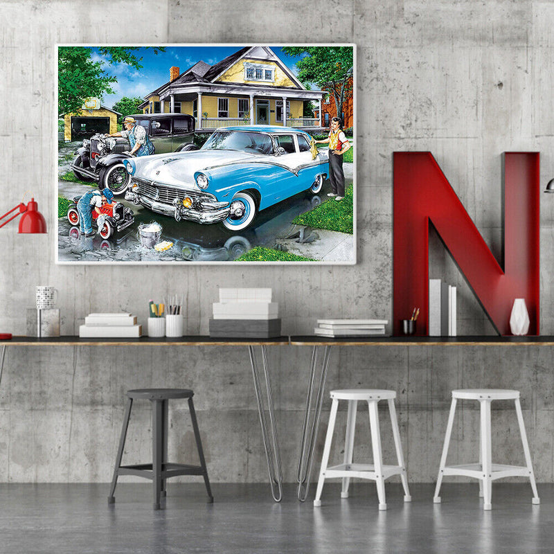 Canvas Painted Oil Paint By Numbers Washing Car Wall Art Modern Bedroom Decor