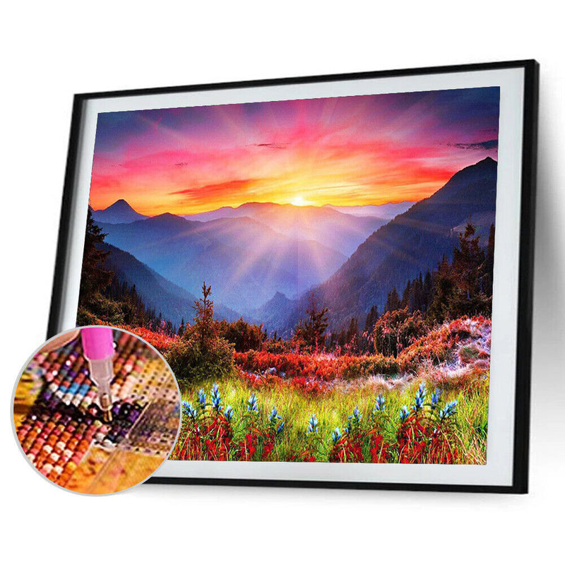 5D Diamond Painting Sunrise Hillside Full Round Drill Rhinestone DIY Wall Art