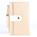 PU Solid Wallet Card Holder Bag Women Tassel Multi-slot Mini Purse (Khaki)
