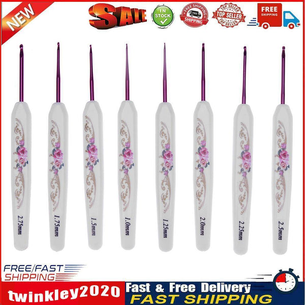 8pcs Soft Handle Aluminium Head Crochet Hooks Sweater Sewing Needles Set Newly