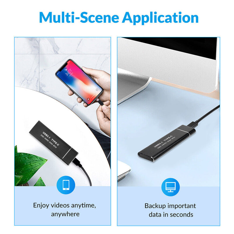 USB Type C M.2 SSD Case Box (USB-C To USB-A Cable+USB-C To USB-C Cable)